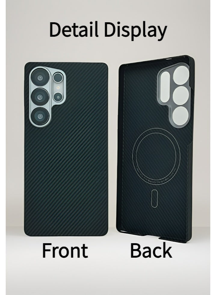 غطاء هاتف سامسونج جالاكسي S25 ULTRA من ألياف الأراميد الحقيقية [نحيف للغاية مغناطيسي] خفيف الوزن مقاوم للخدش - أسود غير لامع - Image 5